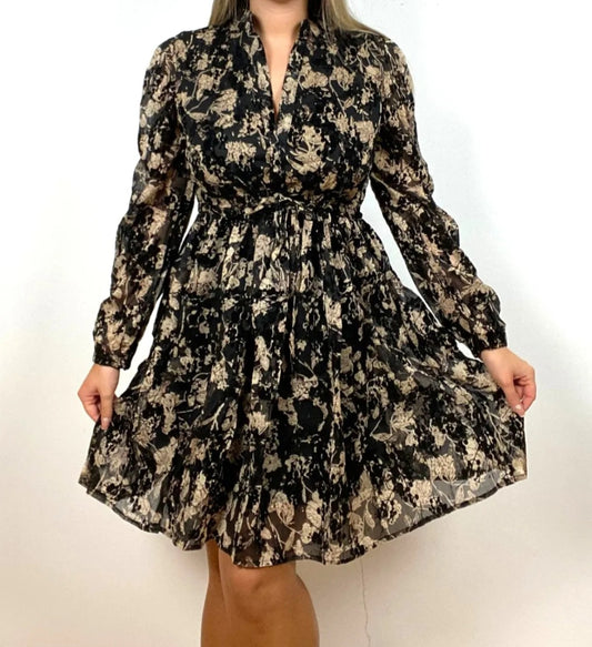 Robe mi-longue Noir/Doré