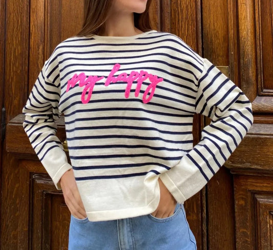 Pull Marinière Happy