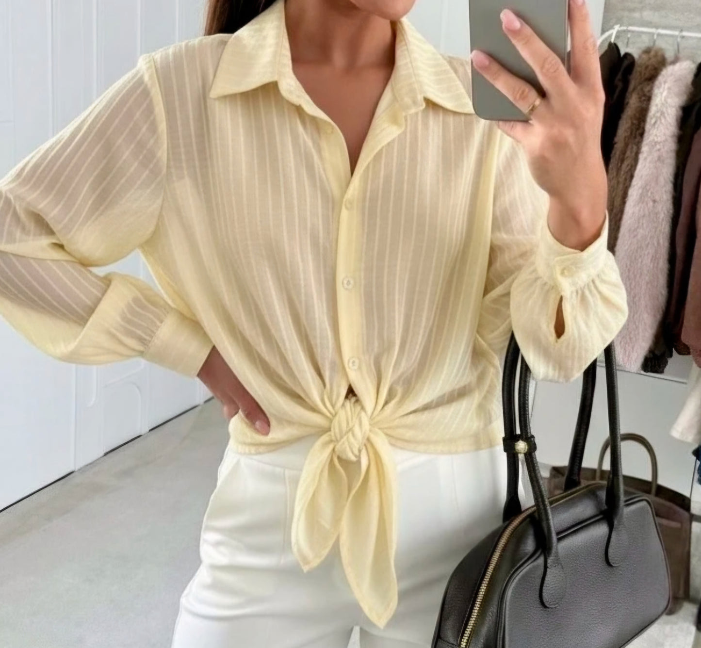 Chemise à rayures jaunes