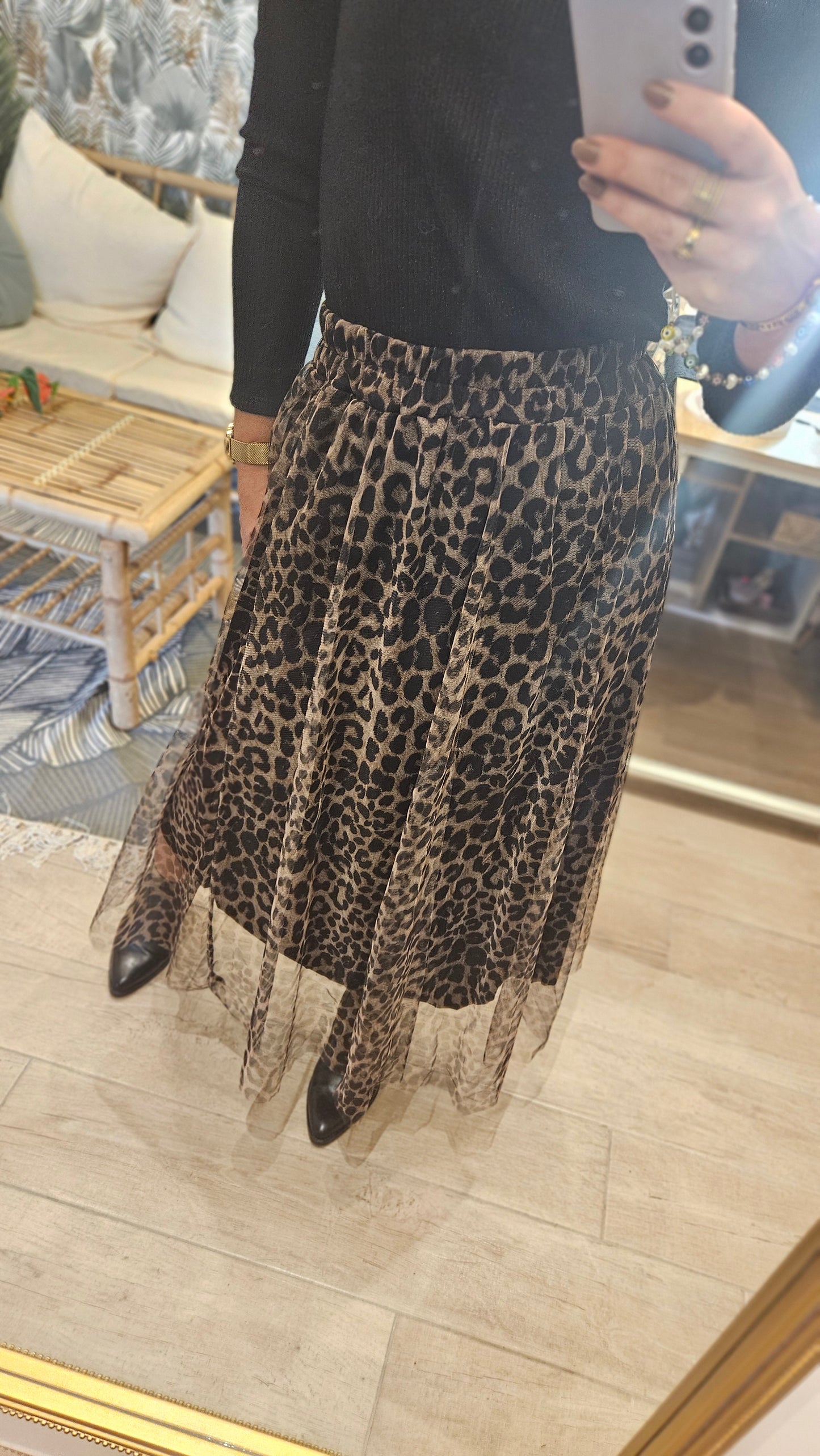 Jupe tulle Léopard marron