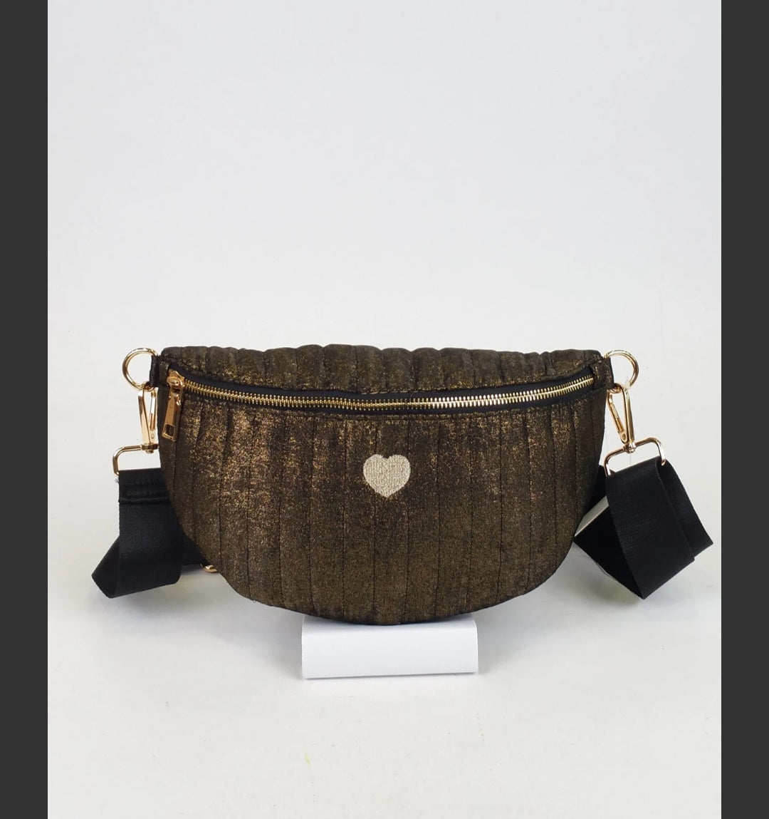 Sac banane Matelassé Coeur Noir