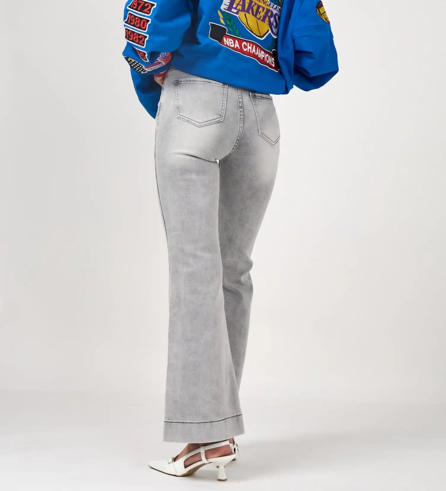 Jean Wide Flare Gris clair