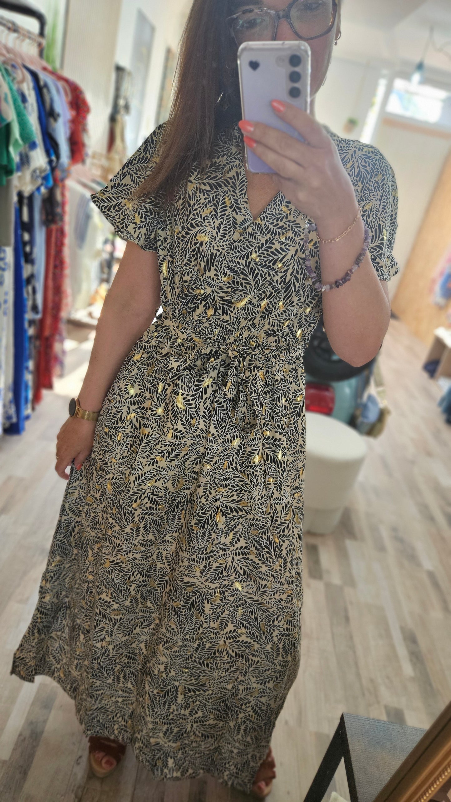 Robe longue Noir/dorée