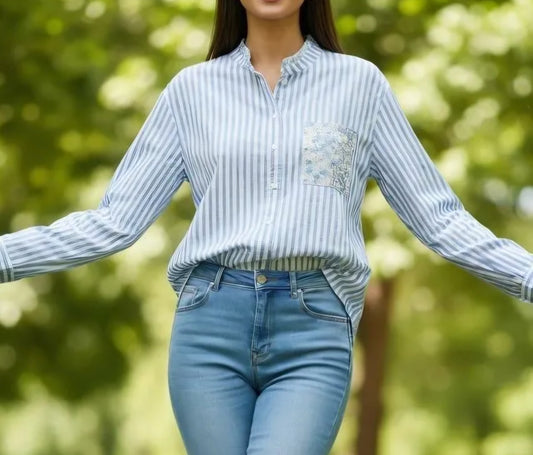 Chemise à rayures bleues liberty